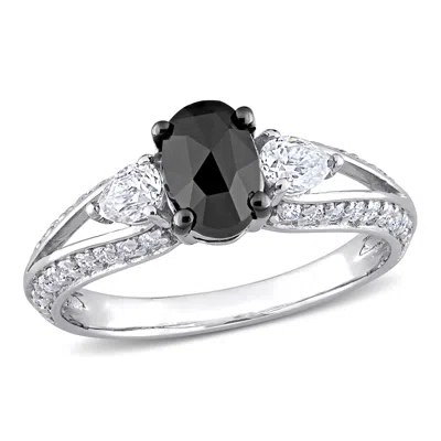 Mimi & Max 7/8ct Dew Created Moissanite 3/4ct Tw Black Diamond Ring 10k White Gold