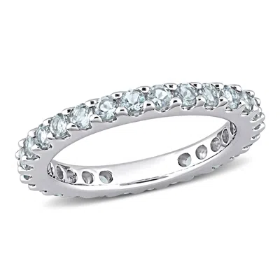 Mimi & Max 7/8ct Tgw Aquamarine Eternity Ring 10k White Gold In Blue
