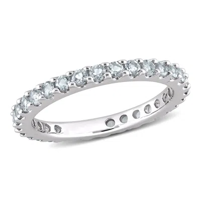 Mimi & Max 7/8ct Tgw Aquamarine Eternity Ring 10k White Gold In Silver