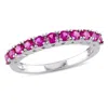 Mimi & Max 7/8ct Tgw Created Ruby Semi-eternity Ring Sterling Silver In Pink