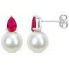 Mimi & Max 7/8ct Tgw Ethiopian Opal And 8.5-9mm Cultured Freshwater Pearl Earrings Silver