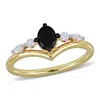 Mimi & Max 7/8ct Tw Black And White Diamond Chevron Ring In 14k Yellow Gold