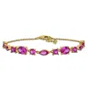 Mimi & Max 7ct Tgw Multi-shapred Created Pink Sapphire Bracelet In Yellow Silver-7.5 In + 1 Ext In Gold
