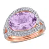 Mimi & Max 7ct Tgw Pink Amethyst And Created White Sapphire Swirl Ring Rose Silver
