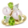 Mimi & Max 7mm Pink Cultured Freshwater Pearl Smokey Quartz Rose Quartz Garnet Ring Rose Silver In Gold