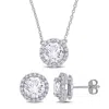 Mimi & Max 8 1/3ct Tgw Created White Sapphire Halo Earring & Pendant Set Sterling Silver In White