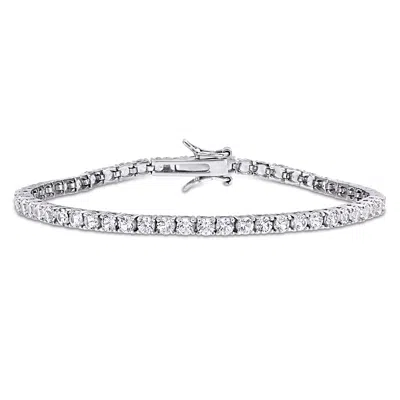 Mimi & Max 8 1/4ct Tgw Created White Sapphire Tennis Bracelet In Sterling Silver In Metallic