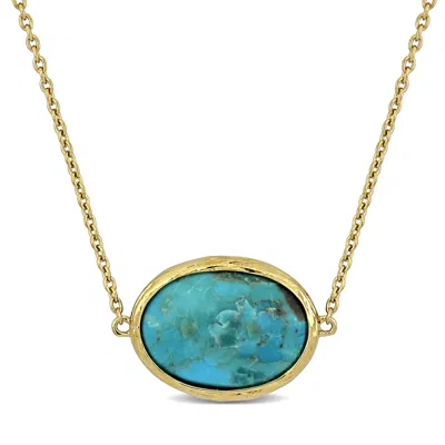 Mimi & Max 8 1/5ct Tgw Oval Composite Light Blue Turquoise Necklace Yellow Silver-18 + 2 Ext.