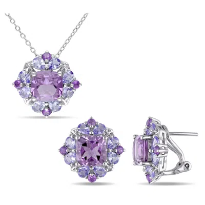 Mimi & Max 8 4/5ct Tgw Amethyst Tanzanite Jewelry Set Sterling Silver In Purple