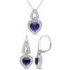 Mimi & Max 8-5/8ct Tgw Created Blue White Sapphire 2-piece Halo Heart Jewelry Set Sterling Silver In Blue