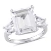 Mimi & Max 8 7/8ct Tgw Emerald Tapered-cut White Topaz 3-stone Ring Sterling Silver In White