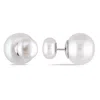 Mimi & Max 8-8.5mm And 12.5-13mm White Cultured Freshwater Pearl Tribal Earrings In Sterling Silver In White