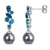 Mimi & Max 8-8.5mm Cultured Freshwater Pearl 1 2/5ct Tgw Citrine Drop Earrings In Yellow Silver In Blue