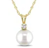 Mimi & Max 8-8.5mm Cultured Freshwater Pearl And Diamond Necklace In 14k Yellow Gold In Silver