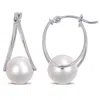 Mimi & Max 8-8.5mm Cultured Freshwater Pearl Drop Earrings In 10k White Gold In Silver