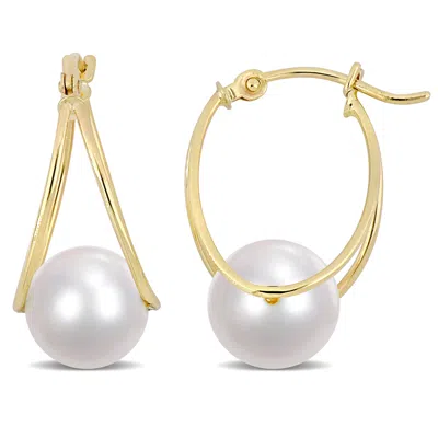 Mimi & Max 8-8.5mm Cultured Freshwater Pearl Earrings In 14k Yellow Gold In Silver