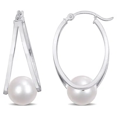 Mimi & Max 8-8.5mm Cultured Freshwater Pearl Earrings In Sterling Silver In White