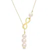 MIMI & MAX 8-9MM CULTURED FRESHWATER PEARL INFINITY LARIAT NECKLACE IN YELLOW SILVER