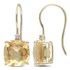 Mimi & Max 8 Ct Tgw Cushion Cut Checkerboard Citrine Earrings With Diamonds In 10k Yellow Gold In Yellow