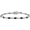 Mimi & Max 8ct Tgw Black And White Cubic Zirconia Station Bracelet In Sterling Silver In Black