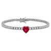 Mimi & Max 8ct Tgw Created Ruby & Created White Sapphire Bracelet In Sterling Silver