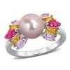 Mimi & Max 8mm Pink Cultured Freshwater Pearl 1ct Tgw Amethyst Pink Topaz Ring Sterling Silver In Brown