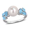 Mimi & Max 8mm Pink Cultured Freshwater Pearl 1ct Tgw Amethyst Pink Topaz Ring Sterling Silver In Blue