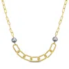 Mimi & Max 9-10 Mm Grey Cultured Freshwater Pearl Chain Bar Necklace In 18k Yellow Gold Plated Sterling Silver In Yellow