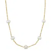 Mimi & Max 9-10mm Cultured Freshwater Pearl Station Necklace In Yellow Silver - 18+2 In In Silver