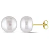 Mimi & Max 9-10mm Cultured Freshwater Pearl Stud Earrings In 10k Yellow Gold In Silver