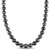 Mimi & Max 9-11 Mm Black Tahitian Pearl Graduated Necklace 14k White Gold Ball Clasp In Black