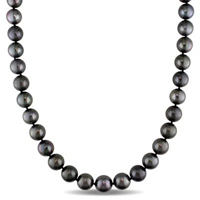 Mimi & Max 9-11 Mm Black Tahitian Pearl Graduated Necklace 14k White Gold Ball Clasp