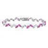 Mimi & Max 9 1/2ct Tgw Created Pink Sapphire Leaf Bracelet In Sterling Silver-7.75 In In Pink