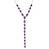 Mimi & Max 9 1/2ct Tgw Pear-cut Amethyst Lariat Necklace In Sterling Silver-18 In + 2 Ext. In Pink