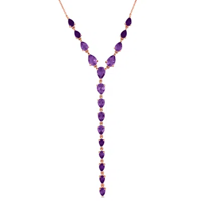 Mimi & Max 9 1/2ct Tgw Pear-cut Amethyst Lariat Necklace In Sterling Silver-18 In + 2 Ext. In Pink