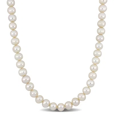 Mimi & Max 9-9.5mm Off-round Freshwater Cultured Men's Pearl Necklace With Large Sterling Silver Lobster Clasp In White