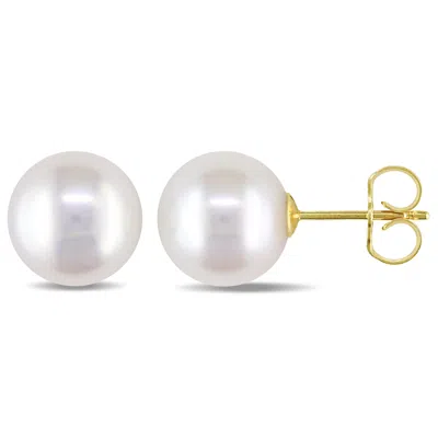 MIMI & MAX 9-9.5MM WHITE CULTURED FRESHWATER PEARL STUD EARRINGS IN 14K YELLOW GOLD