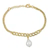 Mimi & Max 9mm Cultured Freshwater Natural Shape Pearl Bracelet Graduating Link Chain Yellow Silver - 6.5+1 In. In Gold