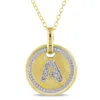 Mimi & Max A Initial Diamond Accent Pendant With Chain In Yellow Plated Sterling Silver In Silver