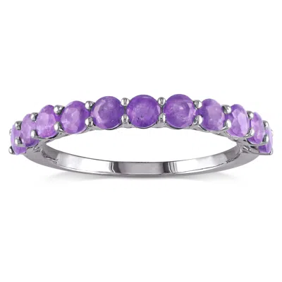 Mimi & Max Amethyst Semi-eternity Anniversary Ring Sterling Silver In Purple