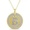 Mimi & Max B Initial Diamond Accent Pendant With Chain In Yellow Plated Sterling Silver In Silver