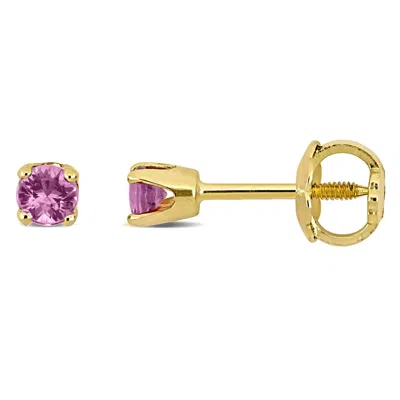 Mimi & Max Baby Pink Sapphire Stud Earrings 14k Yellow Gold