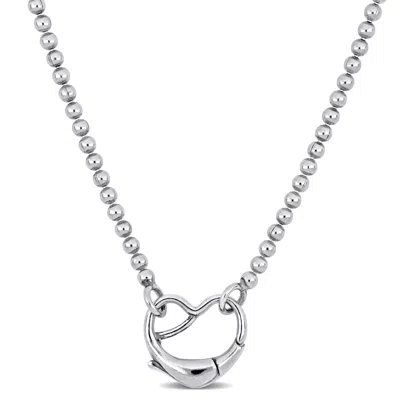 Mimi & Max Bead Necklace With Heart Clasp In Sterling Silver - 18 In