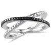 Mimi & Max Black Diamond Crisscross Ring In Sterling Silver With Black Rhodium In Multi