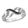 Mimi & Max Black Diamond Infinity Link Ring In Sterling Silver With Black Rhodium In Silver