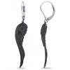 Mimi & Max Black Diamond Leverback Wing Earrings In Sterling Silver With Black Rhodium In Black