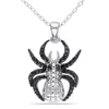Mimi & Max Black Diamond Spider Necklace In Sterling Silver With Black Rhodium In Black