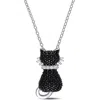 Mimi & Max Black Spinel And Created White Sapphire Kitty Cat Necklace In Sterling Silver In Black