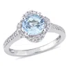 Mimi & Max Blue Topaz And 1/4ct Tw Diamond Quatrefoil Halo Ring 14k White Gold In Blue