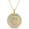 Mimi & Max C Initial Diamond Accent Pendant With Chain In Yellow Plated Sterling Silver In Silver